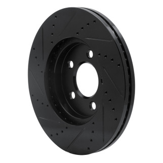 R1 03-11 Ford Crown Victoria Front Right Drilled & Slotted Black Brake Rotor
