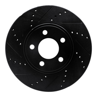 R1 03-11 Ford Crown Victoria Front Left Drilled & Slotted Black Brake Rotor