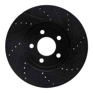 R1 03-11 Ford Crown Victoria Front Left Drilled & Slotted Black Brake Rotor