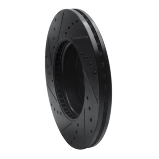 R1 13-25 Cadillac CT4 Front Right Drilled & Slotted Black Brake Rotor