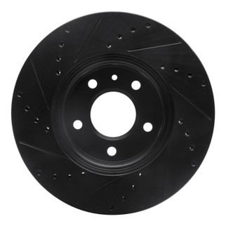 R1 13-25 Cadillac CT4 Front Right Drilled & Slotted Black Brake Rotor