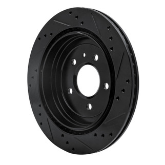 R1 13-19 Cadillac ATS Rear Left Drilled & Slotted Black Brake Rotor