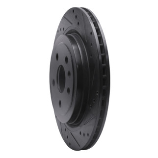 R1 08-14 Cadillac CTS Rear Right Drilled & Slotted Black Brake Rotor