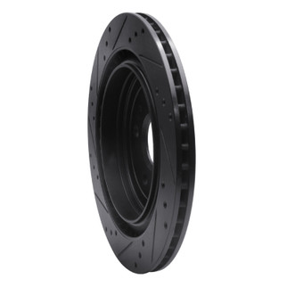 R1 08-14 Cadillac CTS Rear Right Drilled & Slotted Black Brake Rotor