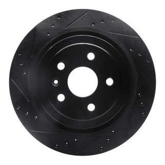 R1 08-14 Cadillac CTS Rear Left Drilled & Slotted Black Brake Rotor