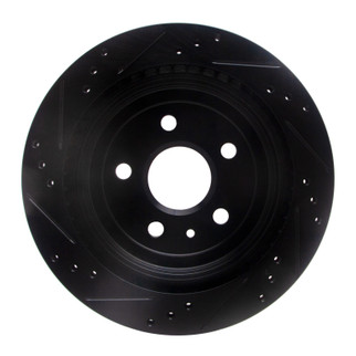 R1 08-19 Cadillac CTS Rear Right Drilled & Slotted Black Brake Rotor