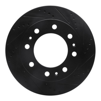 R1 06-11 Cadillac DTS Front Right Drilled & Slotted Black Brake Rotor