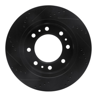 R1 06-11 Cadillac DTS Front Right Drilled & Slotted Black Brake Rotor