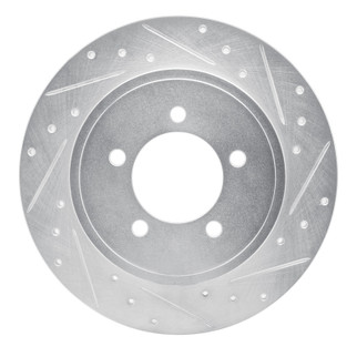 R1 02-10 Ford Explorer Rear Right Drilled & Slotted Silver Brake Rotor