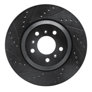 R1 06-16 Buick Allure Front Left Drilled & Slotted Black Brake Rotor