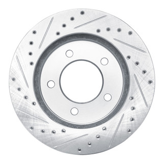 R1 97-02 Ford Expedition Front Right Drilled & Slotted Silver Brake Rotor