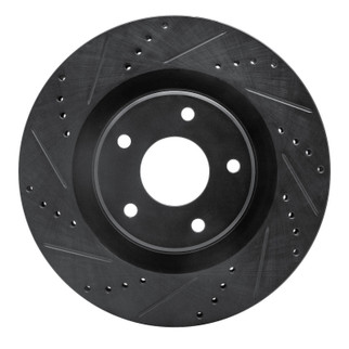 R1 05-13 Cadillac XLR Front Left Drilled & Slotted Black Brake Rotor