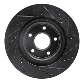 R1 05-13 Cadillac XLR Front Left Drilled & Slotted Black Brake Rotor