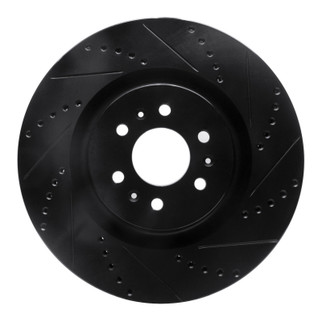 R1 04-11 Cadillac CTS Front Right Drilled & Slotted Black Brake Rotor