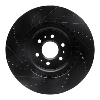 R1 04-11 Cadillac CTS Front Right Drilled & Slotted Black Brake Rotor