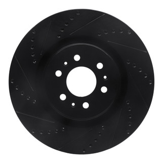R1 04-11 Cadillac STS Front Left Drilled & Slotted Black Brake Rotor