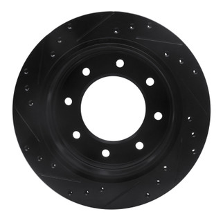 R1 00-11 Cadillac DTS Rear Right Drilled & Slotted Black Brake Rotor