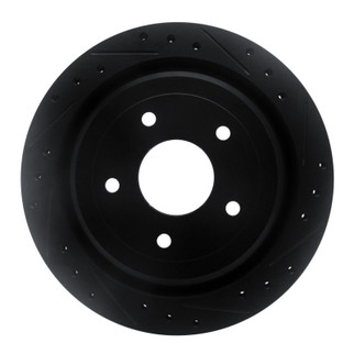 R1 97-13 Cadillac XLR Rear Right Drilled & Slotted Black Brake Rotor
