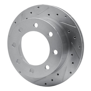 R1 99-05 Ford F-250 2WD (Super Duty) Rear Left Drilled & Slotted Silver Brake Rotor