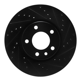 R1 97-01 Cadillac CATERA Front Right Drilled & Slotted Black Brake Rotor