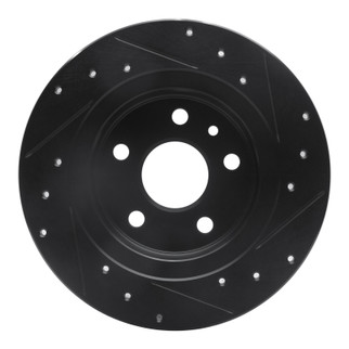 R1 11-22 Buick Encore Rear Left Drilled & Slotted Black Brake Rotor