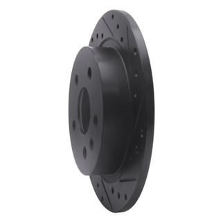 R1 11-16 Buick LaCrosse Rear Right Drilled & Slotted Black Brake Rotor