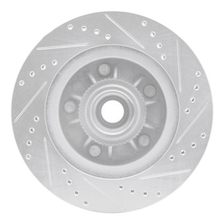 R1 97-99 Ford F-150 RWD Front Left Drilled & Slotted Silver Brake Rotor