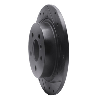 R1 06-11 Buick Lucerne Rear Right Drilled & Slotted Black Brake Rotor
