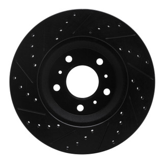 R1 06-16 Buick Lucerne Front Right Drilled & Slotted Black Brake Rotor