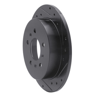 R1 06-10 Buick LaCrosse Rear Right Drilled & Slotted Black Brake Rotor