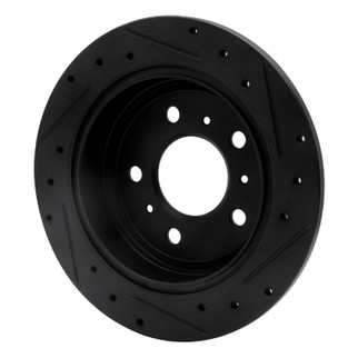 R1 06-10 Buick Allure Rear Left Drilled & Slotted Black Brake Rotor