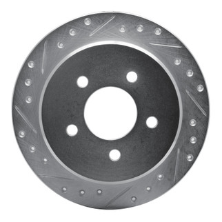R1 95-02 Ford Explorer Rear Left Drilled & Slotted Silver Brake Rotor