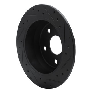 R1 99-04 Jeep Grand Cherokee Rear Left Drilled & Slotted Black Brake Rotor