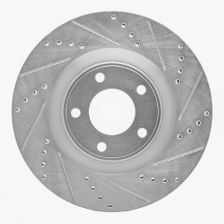 R1 07-15 Ford Edge Front Right Drilled & Slotted Silver Brake Rotor
