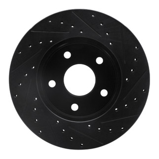 R1 99-04 Jeep Grand Cherokee Front Left Drilled & Slotted Black Brake Rotor