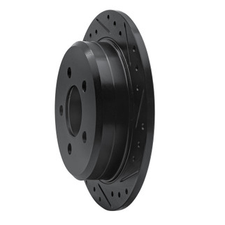 R1 93-98 Jeep Grand Cherokee Rear Right Drilled & Slotted Black Brake Rotor