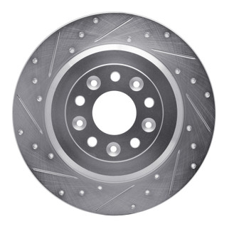 R1 05-19 Ford Explorer Rear Left Drilled & Slotted Silver Brake Rotor