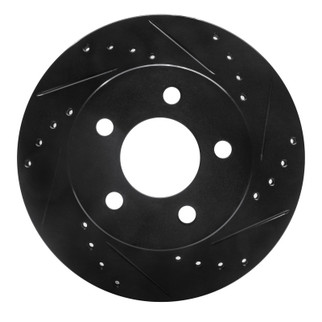R1 90-99 Jeep Cherokee Front Right Drilled & Slotted Black Brake Rotor