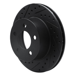 R1 90-99 Jeep Cherokee Front Left Drilled & Slotted Black Brake Rotor