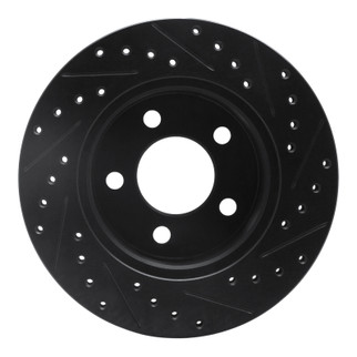 R1 90-99 Jeep Cherokee Front Left Drilled & Slotted Black Brake Rotor