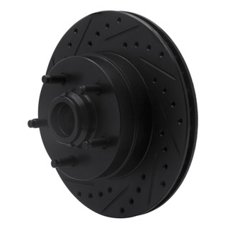 R1 86-92 Jeep Wagoneer Front Left Drilled & Slotted Black Brake Rotor