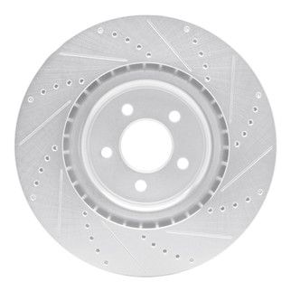 R1 07-14 Ford Mustang Front Left Drilled & Slotted Silver Brake Rotor