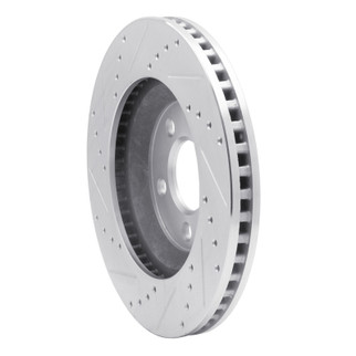 R1 05-14 Ford Mustang Front Right Drilled & Slotted Silver Brake Rotor