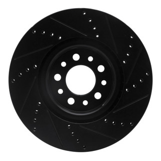 R1 14-25 Alfa Romeo Tonale Front Left Drilled & Slotted Black Brake Rotor