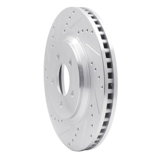 R1 05-14 Ford Mustang Front Left Drilled & Slotted Silver Brake Rotor