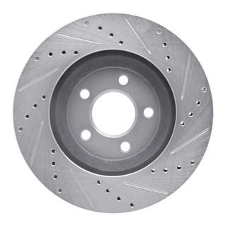 R1 05-14 Ford Mustang Front Left Drilled & Slotted Silver Brake Rotor