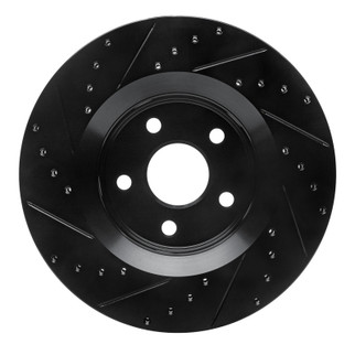 R1 11-25 Dodge Durango Front Right Drilled & Slotted Black Brake Rotor