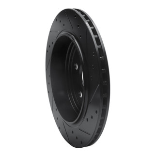 R1 11-25 Dodge Durango Rear Left Drilled & Slotted Black Brake Rotor