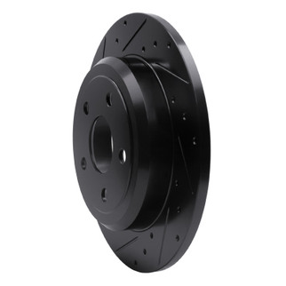 R1 11-22 Dodge Durango Rear Left Drilled & Slotted Black Brake Rotor