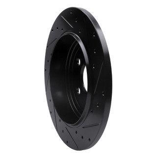 R1 11-22 Dodge Durango Rear Left Drilled & Slotted Black Brake Rotor